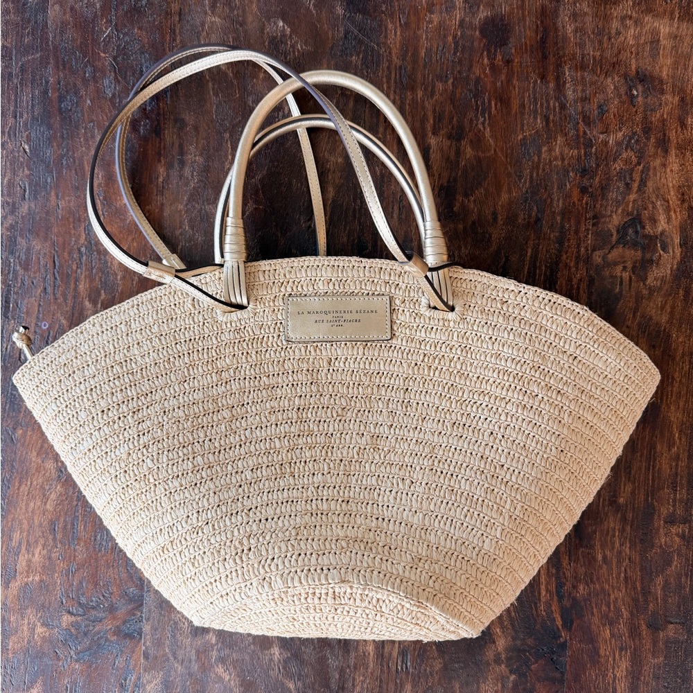 Sezane Justine Basket Bag with Gold Leather Handles - Picture 4 of 5